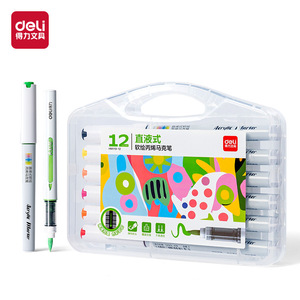 Marcadores acrílicos Deli de 12 colores con punta suave de tinta líquida directa para dibujo y pintura - Product Image 1