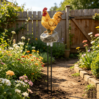 Lampe solaire d'extérieur étanche en résine en forme de coq, luminaire de sol pour pelouse, idéal pour la décoration de parcs, de places publiques et de paysages de Noël