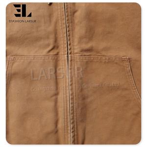 LARSUR Custom Distress Wash Heavy Duck Canvas Work Jacket With Lined Vintage Worker Hooded Jacket <strong>Chore</strong> Hoodie Jacket <strong>Coat</strong> <strong>Men</strong> - Product Image 4