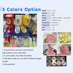 Máquina de Helados Eléctrica Comercial Roja, Blanca y Amarilla, en Oferta, a Buen Precio, para Hacer Espaguetis de Helado y Gelato - Product Image 2