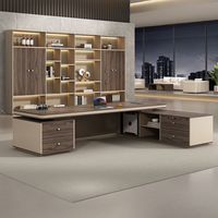 Ensemble de bureau et de chaise de direction de luxe léger, mobilier de bureau en bois personnalisable avec un design minimaliste moderne