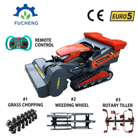 Robot débroussailleuse à fléaux sur chenilles rouge, télécommandée, multifonctionnelle, avec moteur diesel, 800 mm, pour broyage d'arbres, à prix bas