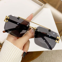 Nouvelles lunettes de soleil carrées sans monture, vente en gros, lunettes de mode, haute qualité, protection UV400, lunettes de soleil de marque pour femmes