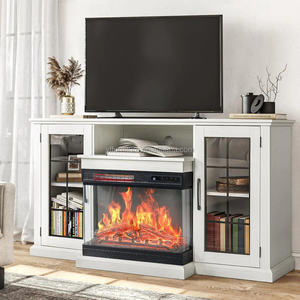 Soporte de TV con <span class=keywords><strong>Chimenea</strong></span> de Vidrio de 3 Lados de 59 Pulgadas para Televisores de hasta 65 Pulgadas, Centro de Entretenimiento con <span class=keywords><strong>Chimenea</strong></span> y Almacenamiento con Puertas Cerradas - Product Image 2