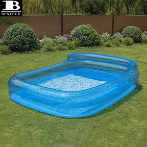 Piscine familiale rectangulaire écologique, grande piscine gonflable à 3 anneaux avec dossier rembourré pour adultes et enfants - Product Image 2