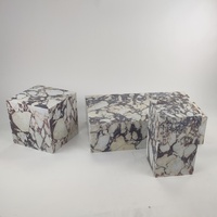 Table d'appoint de luxe en marbre Calacatta Viola, piédestal carré creux en pierre naturelle pour salon moderne haut de gamme