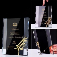 Medalla de Certificado Empresarial Personalizada de Alta Calidad con Marco Pulido Minimalista Ecológico de Cristal Negro y Azul