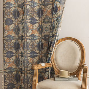 Rideaux transparents géométriques bohèmes 100% polyester-Design symétrique d'inspiration marocaine avec glands pour salon/chambre à coucher/balcon - Product Image 5