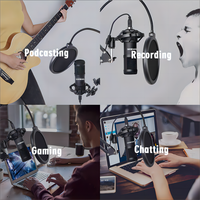 Kit de Microphone Condensateur USB Professionnel pour PC ou Ordinateur Portable, Micro Cardioïde pour Enregistrement, Diffusion, Home Studio, Gaming, YouTube