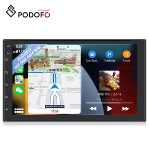 Podofo Radio mobil Android, 7 inci 2 + 64/4 + 64GB 4 + 4Core Stereo Radio otomatis WiFi/GPS/BT/FM/RDS/DSP/IPS/AHD kamera