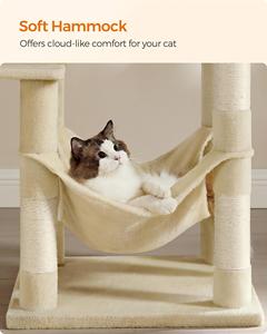 Arbre à chat en bois StarMonn, tour pour chat, condo multi-niveaux en peluche avec 4 poteaux à gratter - Product Image 4