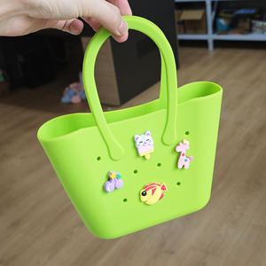 어린이용 실리콘 키백 컬러풀 핸드헬드 비치 모바일폰 수납 PVC 라이닝 오픈 DIY 워킹 엄마 가방용 - Product Image 3