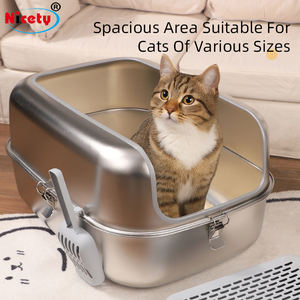 Nicety Edelstahl Umweltfreundliche Langlebige Katzentoilette mit Fußpolstern und Schaufel, Leicht zu Reinigen, Glatte Kanten, 58x42x30CM - Product Image 2