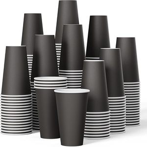 Vasos de Papel Negros de 12oz, Vasos Desechables de Pared Simple para Bebidas Calientes, Paquete de 1000, Papel de Grado Alimenticio - Product Image 1