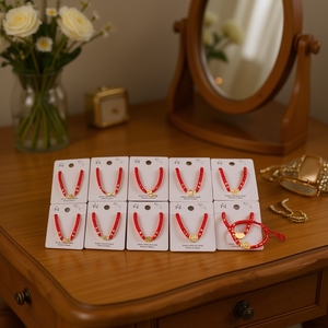 Bracciale in acciaio inossidabile rosso e oro, gioielli di moda fatti a mano, set da 12 pezzi - Product Image 3