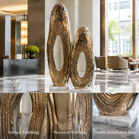 Sculpture ovale abstraite en aluminium, artisanat métallique fait main, finition antique, art moderne, décoration pour hall d'hôtel et jardin, durable, directement de l'usine