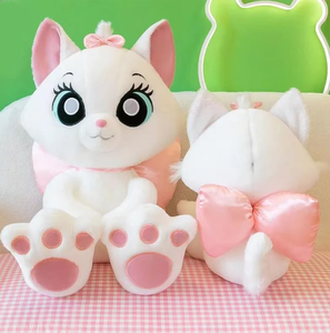 القط الماري المحشو الناعم بتصميم جديد من القطيفة باللون الأبيض الوردي لعب القطيفة الناعمة القط الأبيض - Product Image 3