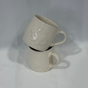 White Porcelain <b>Mug</b> Embossed Ceramic Coffee Tea Cartoon Design <b>Reusable</b> Food Safe Dishwasher Microwave Safe Business Gifts - Product Image 5