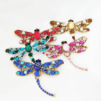 Broche libellule en cristal et diamant pour femmes, bijoux, broches en strass
