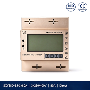 Contatore Elettrico Trifase Certificato EN 50470-3 MID su Guida DIN, Classe B, Mbus 230/400V LCD per <span class=keywords><strong>Risparmio</strong></span> Energetico Basato sui Dati - Product Image 1