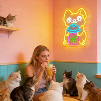 Neonawall Enseigne néon LED USB à intensité variable pour magasin d'animaux, café pour chats, propriétaires de chiots, vitrine, mur et décoration commerciale
