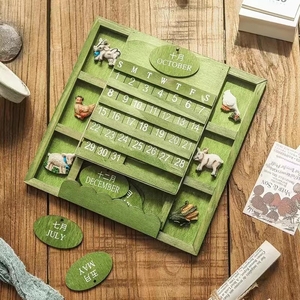 Calendario Vintage Creativo Fai-da-Te in <span class=keywords><strong>Legno</strong></span> HYE10 con Animali Carini da Appendere per Decorazione Casa Ecologico - Product Image 4