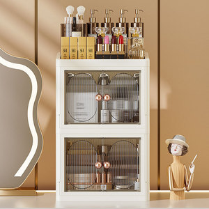 Cosmetic Storage Rack 3 Layers Desktop Makeup Organizer With <b>Mirror</b> Dustproof PP Material Skincare Beauty Storage Box - Product Image 2
