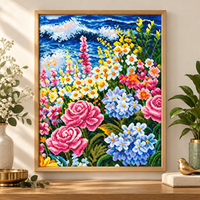 Kit de Peinture Diamant KS Craft Motif Floral Côtier, Perles Spéciales, Paysage Floral, Art Diamant DIY, Décoration Murale, Cadeau