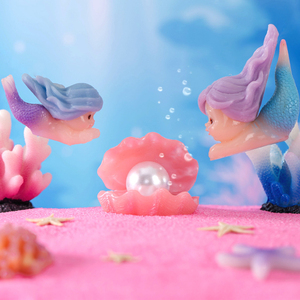 Miniatures de sirènes en résine mignonnes pour décorations de paysages marins en aquarium, petites breloques en forme de coquillages de sirènes, accessoires de bricolage - Product Image 4