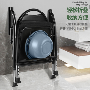 Chaise de toilette pliable pour personnes âgées et femmes enceintes, usage domestique, avec siège et seau, structure en acier renforcé - Product Image 4