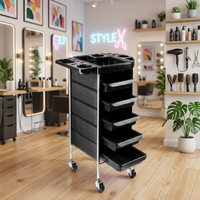 Chariot de Salon à Roulettes Personnalisable pour Coiffeur et Spa avec Plan de Travail et Rangement Intégré