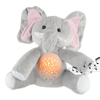 Vente en gros Couette de couchage douce personnalisée pour bébé Jouet éléphant Animal en peluche plastique Projection apaisante Jouets de confort pour bébé