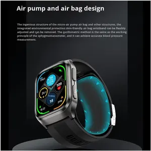 사각형 실리콘 스마트 워치 에어 펌프 에어백 혈압 ECG 심박수 NFC 통화용 HD AMOLED 스마트 팔찌 - Product Image 3