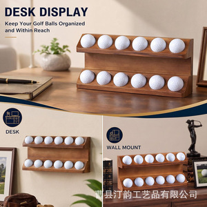 Expositor de madera transfronterizo de doble capa para pelotas de golf, estante de almacenamiento compartimentado, expositor de pelotas de ping-pong, almacenamiento - Product Image 3
