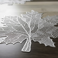 Ensemble de sets de table et de dessous-de-plat classiques en argent, feuilles en PVC, lavables, antidérapants, en vinyle, pour les tables à manger, pour les mariages, en plastique