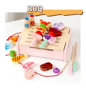 Juego de cocina de madera para niños en edad preescolar, juego de simulación, juguete de cocina Popular preescolar, juguetes de barbacoa para niñas y niños
