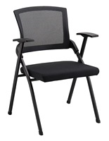 Chaise de conférence pliable en maille minimaliste empilable avec tablette d'écriture et accoudoirs - Chaise de bureau pour formation et étude avec base chromée