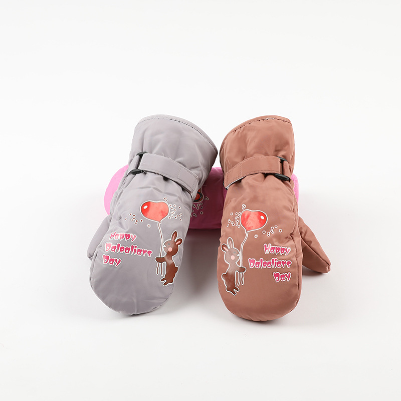 Детские лыжные перчатки, зимние водонепроницаемые теплые флисовые Утепленные перчатки с пальцами для девочек, для уличных студентов и велоспорта