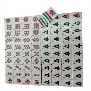 Fichas de Mahjong Navideñas Acrílicas Rojas de Cuatro Capas con Diseños de Dibujos Animados Festivos - Product Image 2