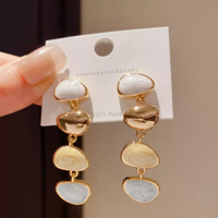 Boucles d'oreilles pendantes longues XM E557 S925 en émail marbré de forme irrégulière, bijoux élégants pour femmes, mode quotidienne