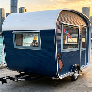 Chariot alimentaire mobile électrique de qualité commerciale, remorque alimentaire en fibre de verre avec système d'évier, longueur personnalisable (2~4m), pour crème glacée et plats chauds - Product Image 1