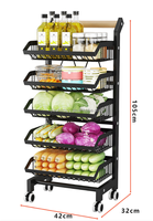 Étagère mobile pour le stockage des légumes, du sol au sol, étagère à roulettes en métal pour la cuisine à plusieurs niveaux.