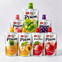 Op maat bedrukte fruitazijn-tuitzak met schroefdop, perzikdrank-sta-zak voor drankenverpakkingen
