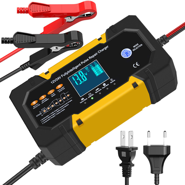 Smart 12v24v10A Auto Car Battery Charger Fast 10A with LED 150W Output Power AC & DC Ports for Car or Motorcycle Repair