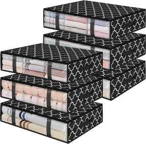 Boîte de rangement sous lit carrée sculptée, pliable, transparente, en PVC écologique, pour vêtements et couettes, sac de rangement plat transfrontalier - Product Image 1