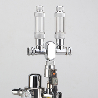Distributeur de CO2 pour aquarium à deux voies en acier inoxydable avec valve à aiguille, régulateur solénoïde multi-voies, clapet anti-retour et bulleur de bureau
