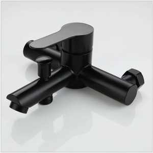 Mitigeur de douche mural moderne noir mat à poignée unique, mélangeur d'eau chaude et froide apparent pour salle de bain et baignoire - Product Image 5