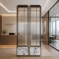 Luxury Bronze Marble Glass Screen Room Divider Sliding Partition Art Deco Style Custom for Hotel Office