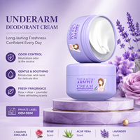 Crème déodorante aisselles personnalisée OEM ODM avec logo, lavande fraîche, contrôle des odeurs, blanchissante, prix de gros, approvisionnement en vrac, crème de soin des aisselles
