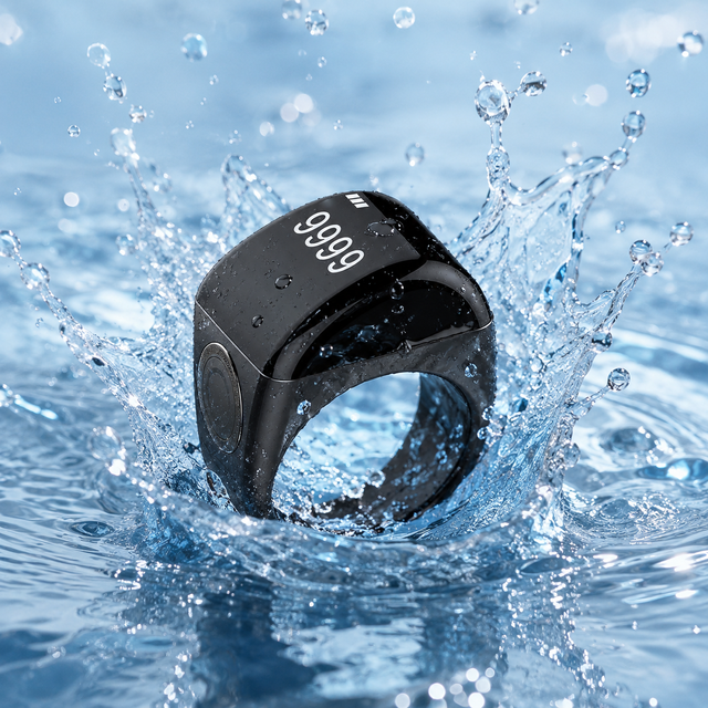 Muslim Smart Ring Tasbih Counter Waterproof Digital Prayer Tracker with Azan & Ramadan Features Gift with Plastic Case